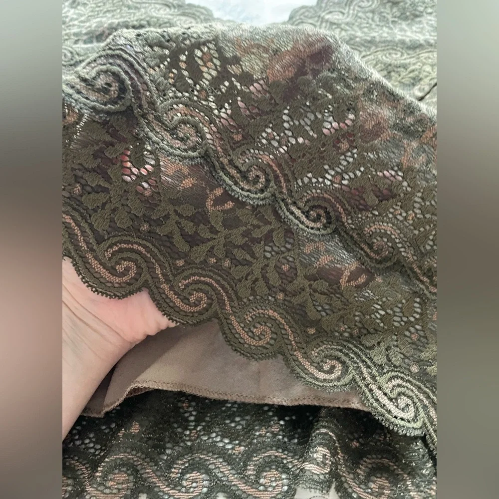 Vintage Green Lace Off The Shoulder Top Large Forest Fairy‎ Goblincore Nymph Fae